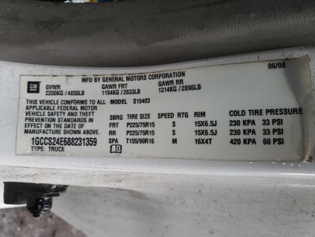 1GCCS24E688231359 - 2008 CHEVROLET COLORADO LS WHITE photo 12