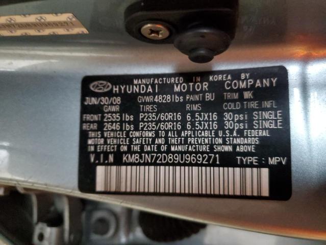 KM8JN72D89U969271 - 2009 HYUNDAI TUCSON SE TURQUOISE photo 12