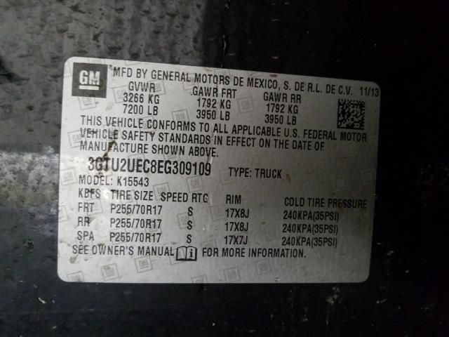 3GTU2UEC8EG309109 - 2014 GMC SIERRA K1500 SLE  photo 10