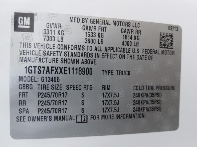 1GTS7AFXXE1118900 - 2014 GMC SAVANA G1500  photo 10