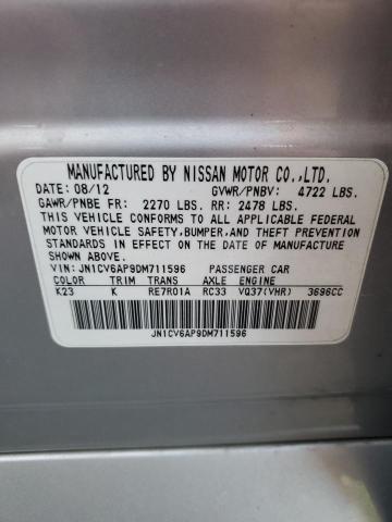 JN1CV6AP9DM711596 - 2013 INFINITI G37 BASE SILVER photo 12