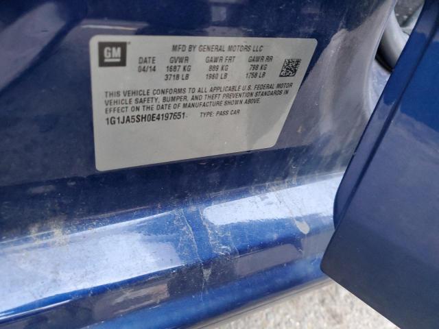 1G1JA5SH0E4197651 - 2014 CHEVROLET SONIC LS ლურჯი ფოტო 12
