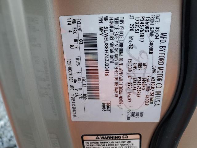 5LMEU88H74ZJ33416 - 2004 LINCOLN AVIATOR 金色 照片 14