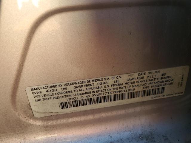 3VWRT71K76M831859 - 2006 VOLKSWAGEN JETTA TDI TAN photo 12