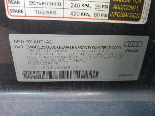 WAUNF78PX8A068422 - 2008 AUDI A3 2.0 PREMIUM GRAY photo 12