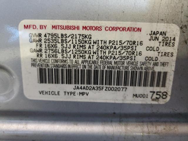 JA4AD2A35FZ002077 - 2015 MITSUBISHI OUTLANDER ES Gümüş foto 13