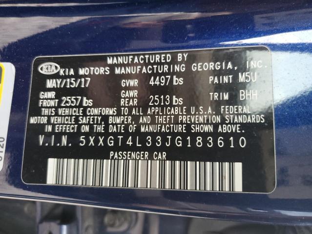 5XXGT4L33JG183610 - 2018 KIA OPTIMA LX BLUE photo 13