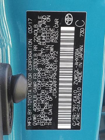 JTDKARFP9H3016772 - 2017 TOYOTA PRIUS PRIM 蓝色 照片 12