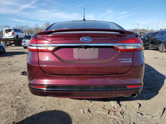 3FA6P0RU9JR119748 - 2018 FORD FUSION TITANIUM/PLATINUM HEV RED photo 6