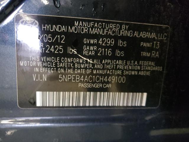 5NPEB4AC1CH449100 - 2012 HYUNDAI SONATA GLS BLACK photo 13