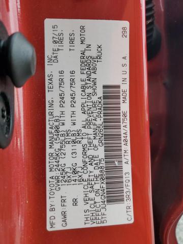 5TFJU4GN4FX088875 - 2015 TOYOTA TACOMA DOUBLE CAB PRERUNNER RED photo 12