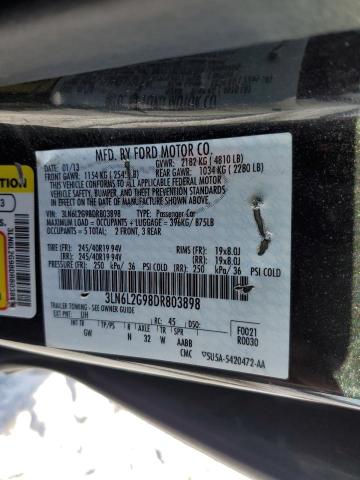 3LN6L2G98DR803898 - 2013 LINCOLN MKZ BLACK photo 12