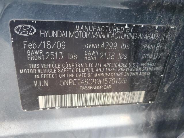 5NPET46C89H570155 - 2009 HYUNDAI SONATA GLS BLUE photo 12