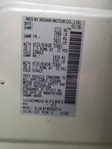 5N1AR2MN2GC635883 - 2016 NISSAN PATHFINDER S SILVER photo 13