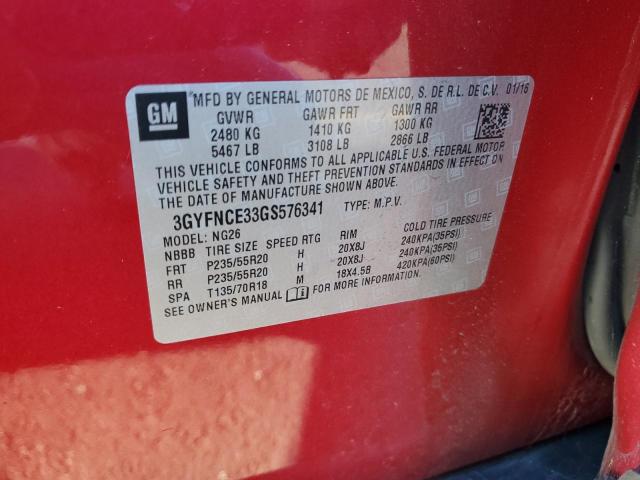 3GYFNCE33GS576341 - 2016 CADILLAC SRX PERFORMANCE COLLECTION Қызыл фото 13