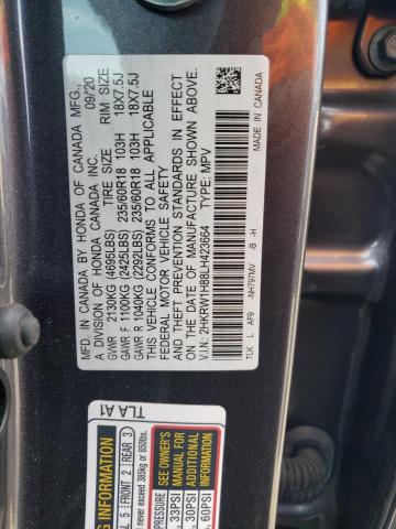 2HKRW1H88LH423664 - 2020 HONDA CR-V EXL GRAY photo 13