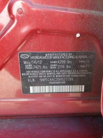 5NPEC4AC2DH527799 - 2013 HYUNDAI SONATA SE RED photo 13