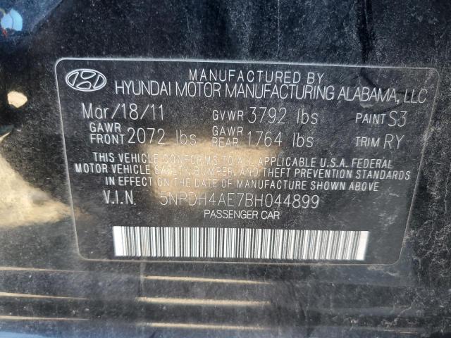 5NPDH4AE7BH044899 - 2011 HYUNDAI ELANTRA GLS BLACK photo 12