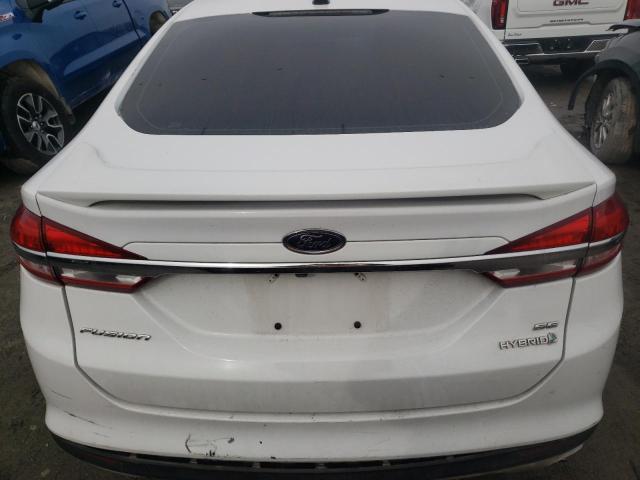 3FA6P0LU7JR161960 - 2018 FORD FUSION SE HYBRID WHITE photo 6