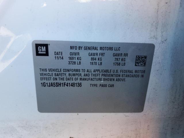 1G1JA5SH1F4148136 - 2015 CHEVROLET SONIC LS WHITE photo 13