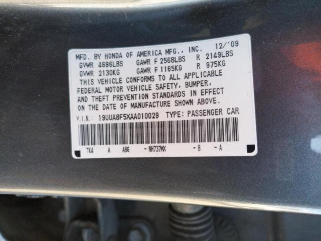 19UUA8F5XAA010029 - 2010 ACURA TL GRAY photo 12