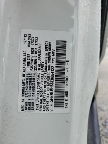 5FNRL5H66EB064122 - 2014 HONDA ODYSSEY EXL WHITE photo 13