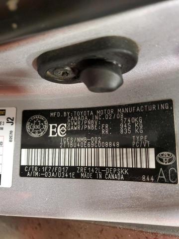 2T1BU40E69C008848 - 2009 TOYOTA COROLLA BASE SILVER photo 13