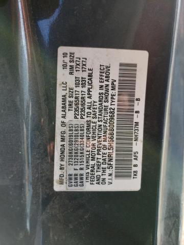 5FNRL5H66BB009682 - 2011 HONDA ODYSSEY EXL GRAY photo 13