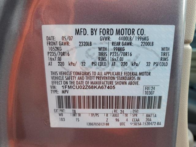 1FMCU02Z68KA67405 - 2008 FORD ESCAPE XLS GRAY photo 13