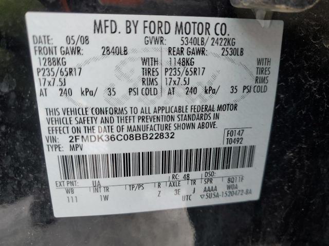 2FMDK36C08BB22832 - 2008 FORD EDGE SE BLACK photo 13