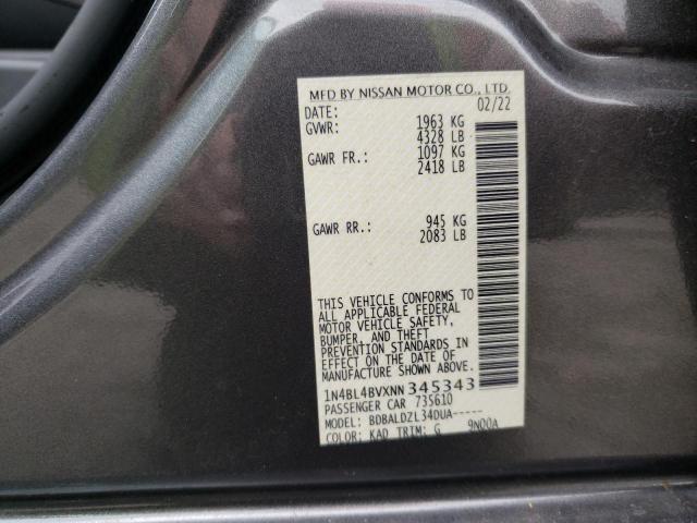 1N4BL4BVXNN345343 - 2022 NISSAN ALTIMA S GRAY photo 13