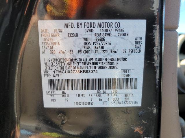 1FMCU02Z38KB93074 - 2008 FORD ESCAPE XLS BLACK photo 14