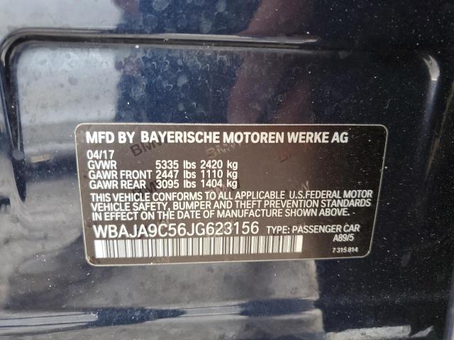 WBAJA9C56JG623156 - 2018 BMW 530E BLUE photo 12