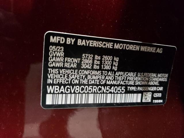 WBAGV8C05RCN54055 - 2024 BMW M850XI BURGUNDY photo 13