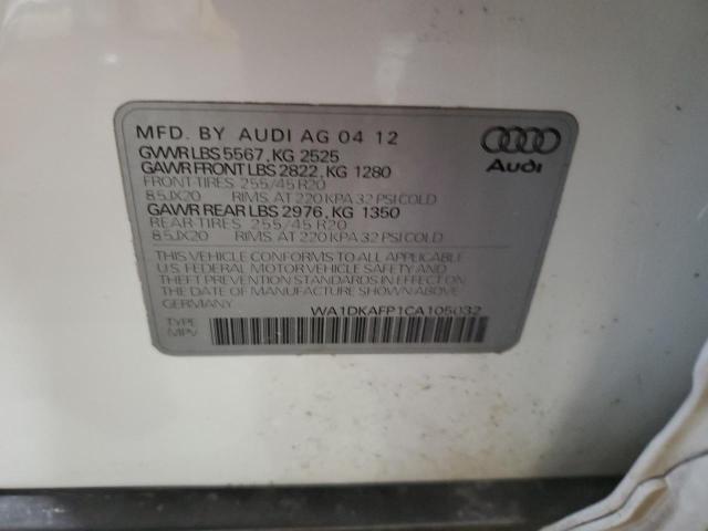 WA1DKAFP1CA105032 - 2012 AUDI Q5 PREMIUM PLUS WHITE photo 12