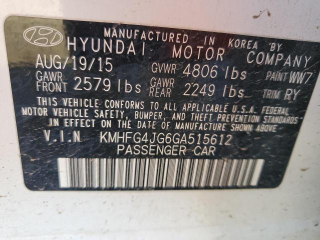 KMHFG4JG6GA515612 - 2016 HYUNDAI AZERA WHITE photo 12