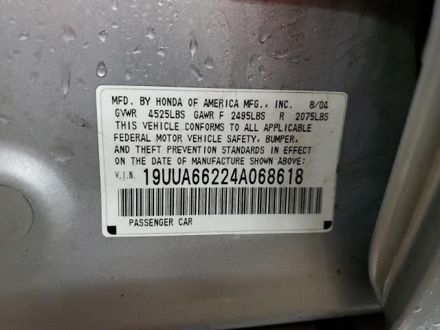 19UUA66224A068618 - 2004 ACURA TL SILVER photo 12