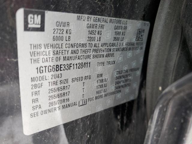 1GTG6BE33F1128411 - 2015 GMC CANYON SLE BLACK photo 12