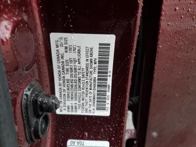 2HKRM4H71GH643894 - 2016 HONDA CR-V EXL MAROON photo 14