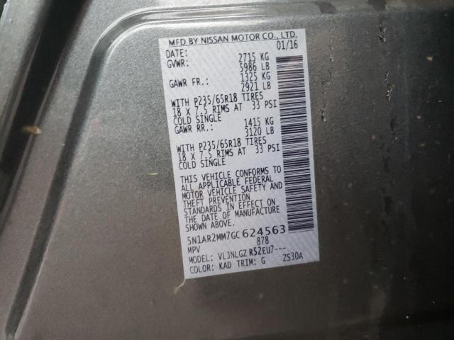 5N1AR2MM7GC624563 - 2016 NISSAN PATHFINDER S SILVER photo 13