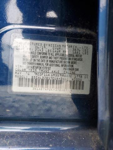 3N1AB7AP2KY378187 - 2019 NISSAN SENTRA S BLUE photo 12