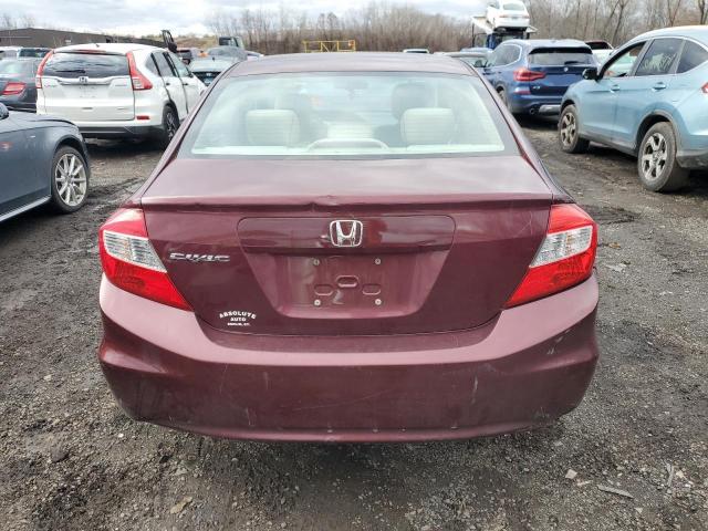 2HGFB2F56CH572694 - 2012 HONDA CIVIC LX MAROON photo 6