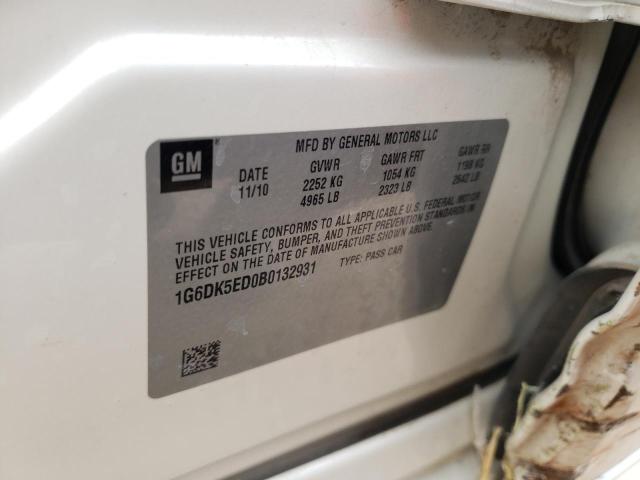 1G6DK5ED0B0132931 - 2011 CADILLAC CTS PERFORMANCE COLLECTION Белый фото 12