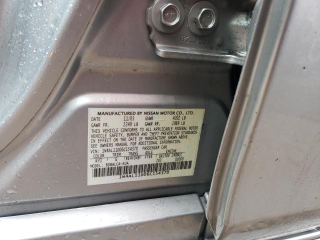 1N4AL11D06C154370 - 2006 NISSAN ALTIMA S GRAY photo 12