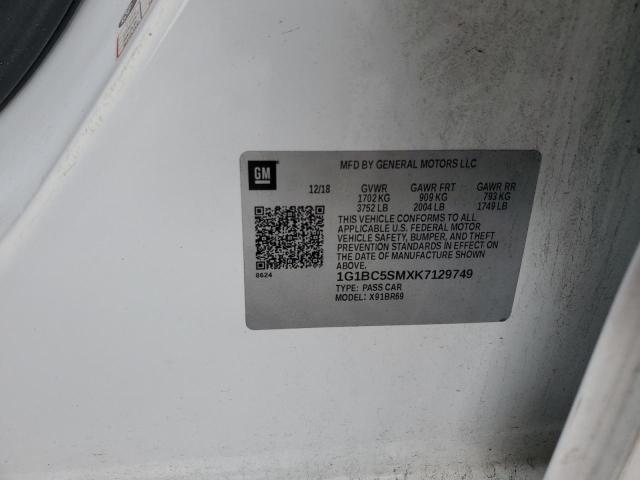 1G1BC5SMXK7129749 - 2019 CHEVROLET CRUZE LS WHITE photo 12