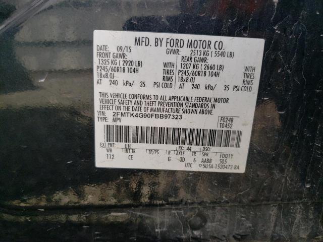 2FMTK4G90FBB97323 - 2015 FORD EDGE SE BLACK photo 13