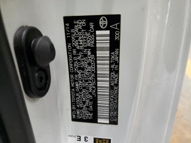 JTKJF5C77FJ003739 - 2015 TOYOTA SCION TC 白色 照片 12