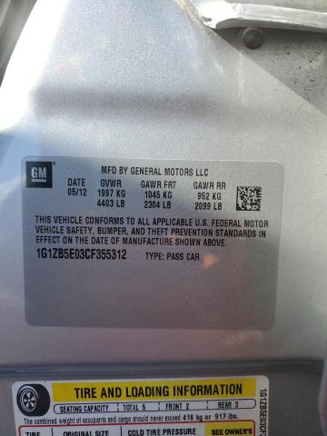 1G1ZB5E03CF355312 - 2012 CHEVROLET MALIBU LS SILVER photo 12