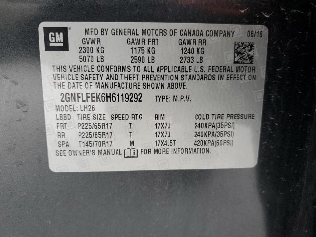 2GNFLFEK6H6119292 - 2017 CHEVROLET EQUINOX LT GRAY photo 13