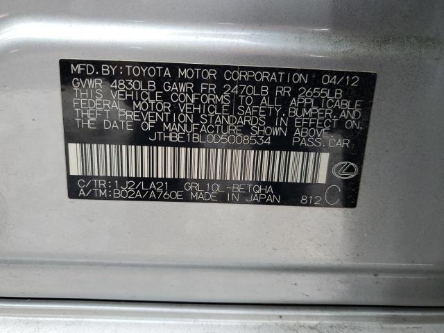 JTHBE1BL0D5008534 - 2013 LEXUS GS 350 SILVER photo 12